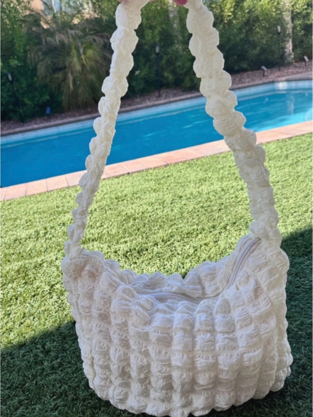 New with tags ivory ruched bubble shoulder bag